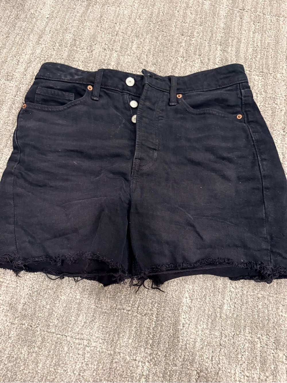 Old Navy Black High-Rise Frayed Hem Denim Shorts
